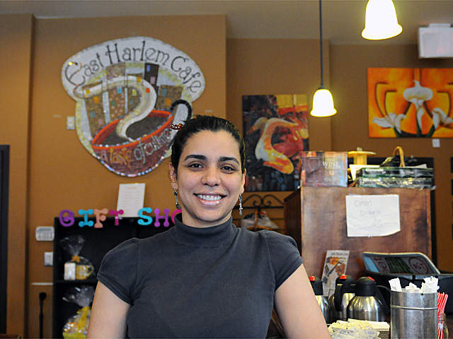 Owner Michelle Cruz in the East Harlem Cafe