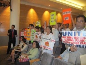 Protesters requesting for redistricting.